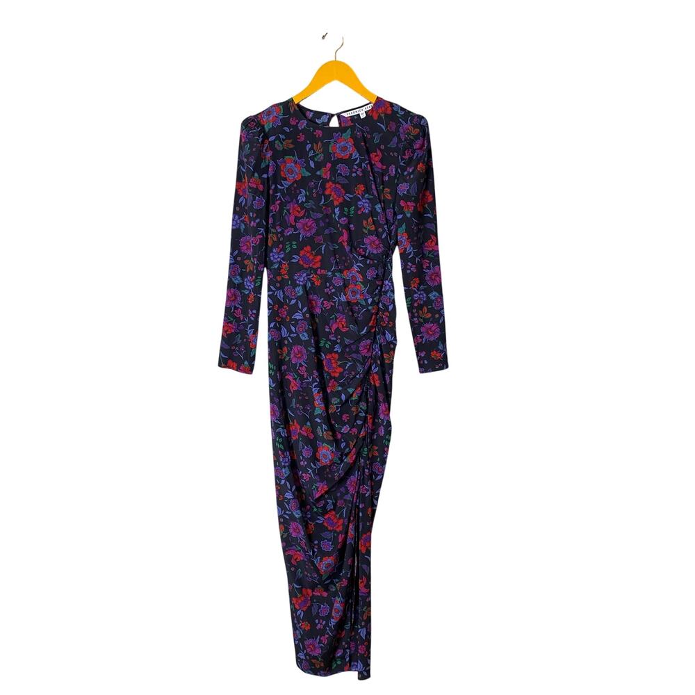 VERONICA BEARD Selena Floral Ruched Side Midi Cocktail Dress Size 2